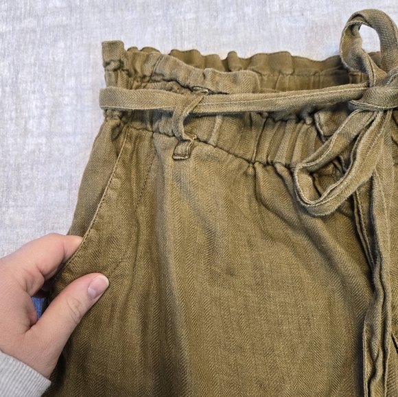 Brown Free People Paper Bag Linen Pants Size M - Picture 4 of 11